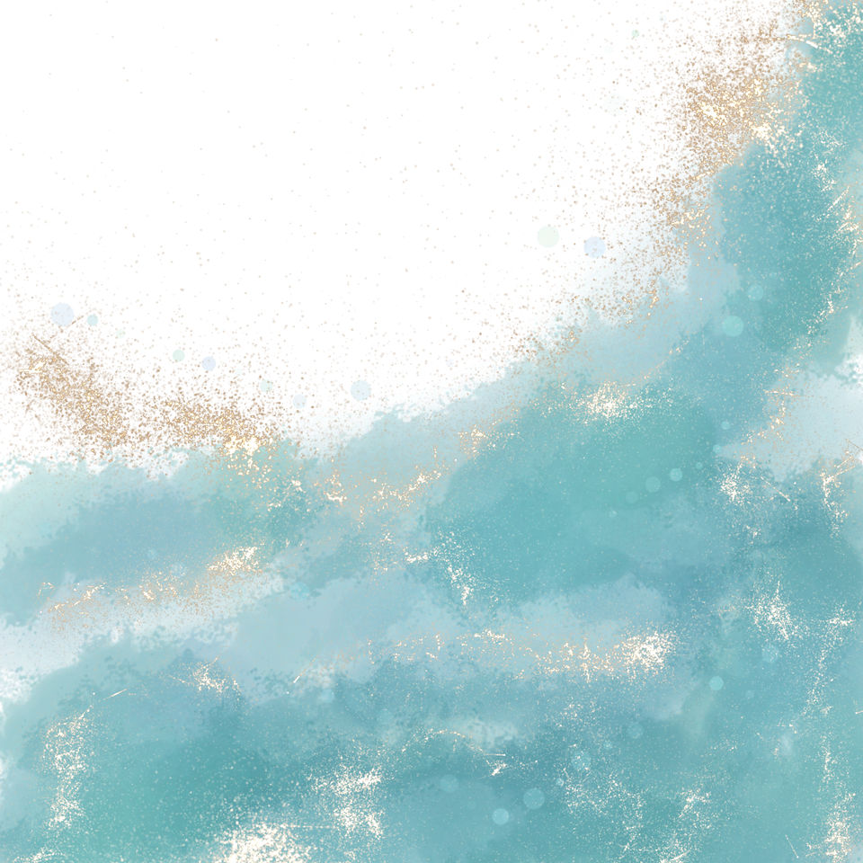 Blue watercolor template with gold glitter